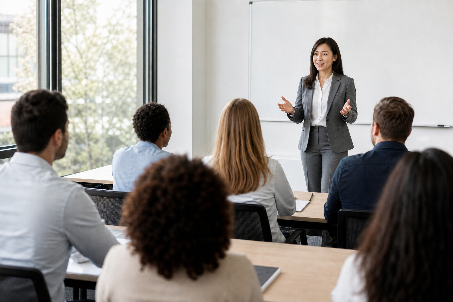 Office Training Room with Female Instructor Teaching-1